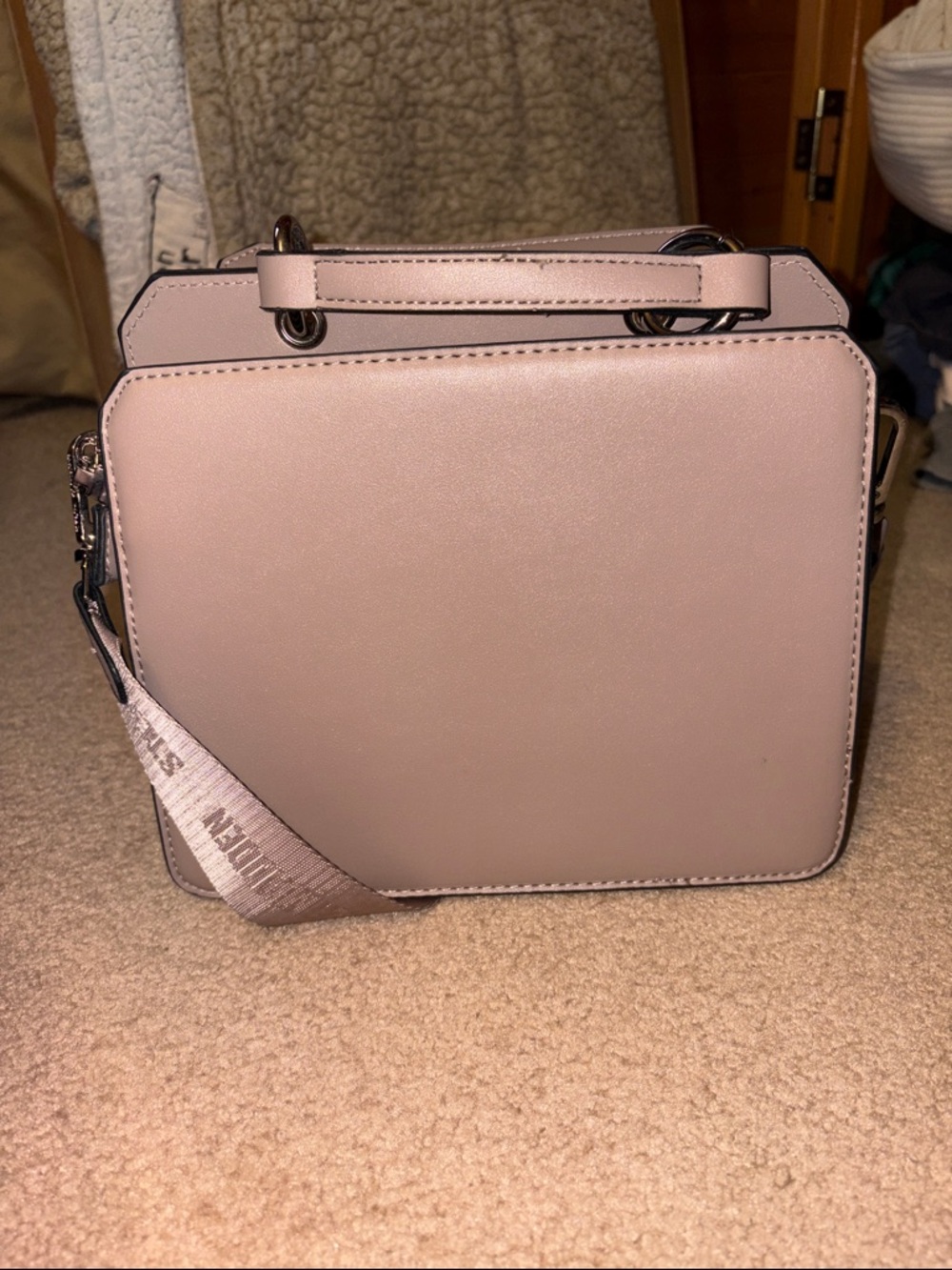 Steve Madden Dusty Mauve Crossbody with Branded Strap - Picture 3 of 3